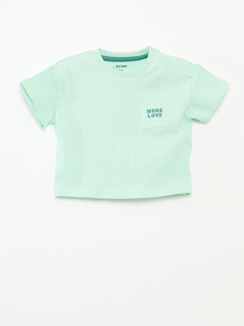 T-shirt in tessuto goffrato Verde - Kiabi