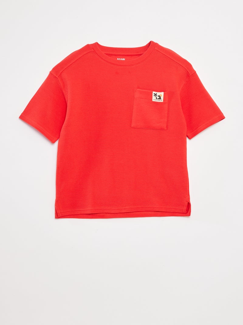 T-shirt in tessuto ottoman Rosso - Kiabi