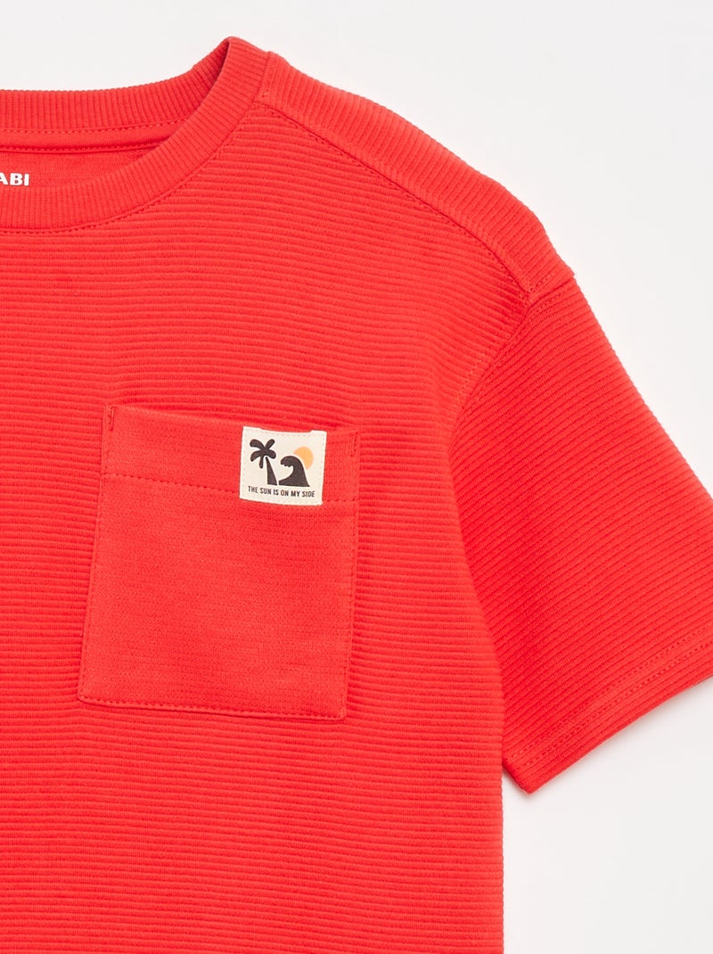 T-shirt in tessuto ottoman Rosso - Kiabi