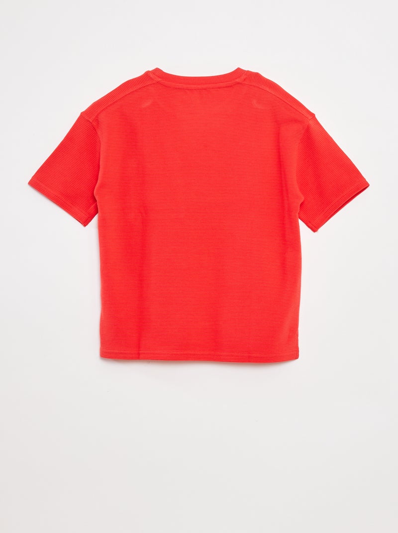 T-shirt in tessuto ottoman Rosso - Kiabi