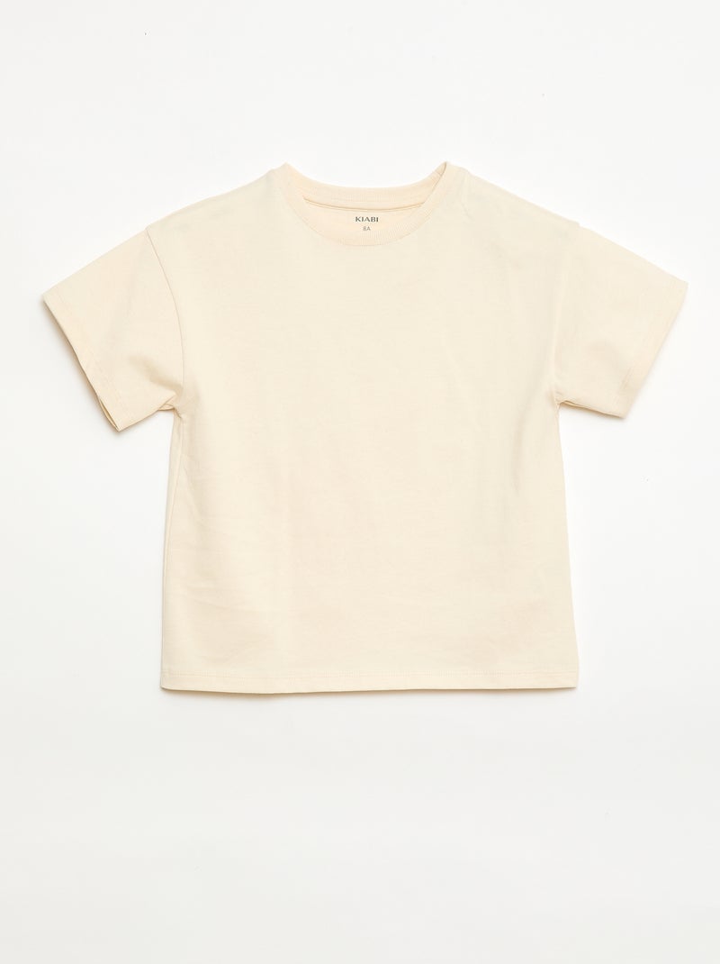 T-shirt in Tough Cotton a maniche corte Beige - Kiabi