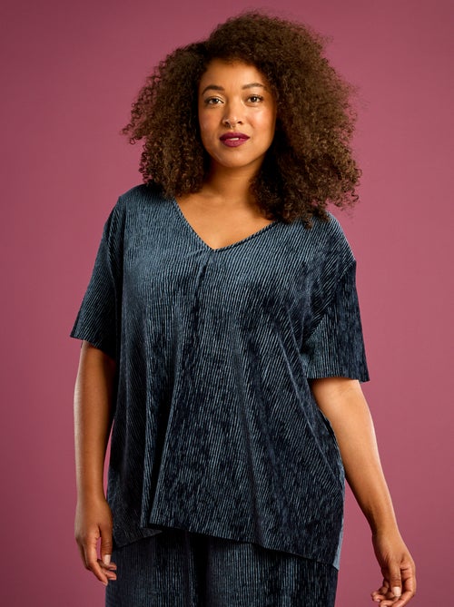 T-shirt in velluto a coste a maniche corte - Kiabi