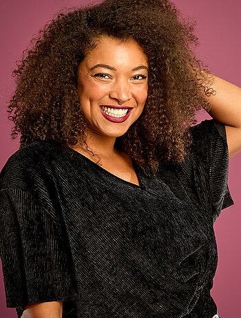 T-shirt in velluto a coste a maniche corte