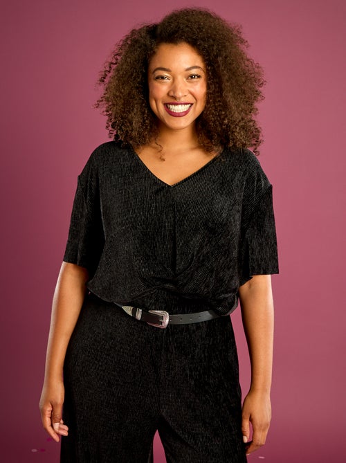 T-shirt in velluto a coste a maniche corte - Kiabi