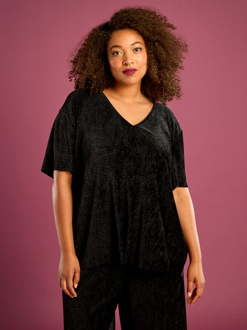 T-shirt in velluto a coste a maniche corte - Kiabi