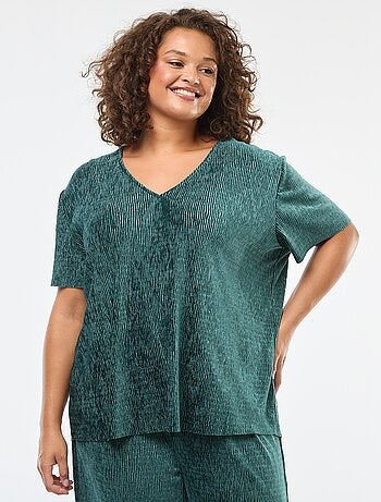 T-shirt in velluto a coste a maniche corte