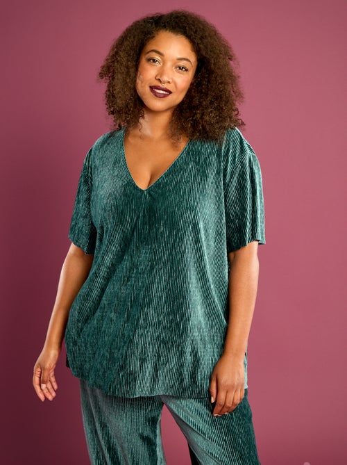 T-shirt in velluto a coste a maniche corte - Kiabi