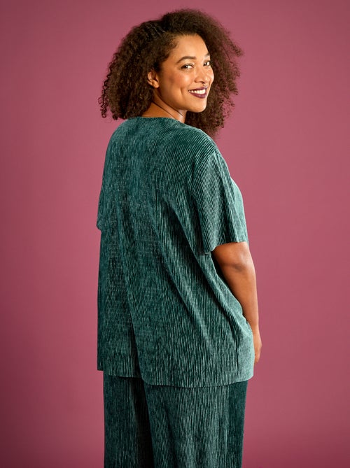 T-shirt in velluto a coste a maniche corte - Kiabi