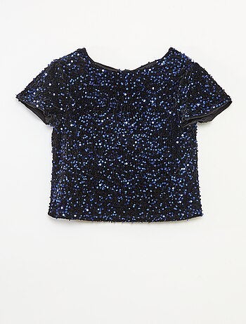 T-shirt in velluto con paillettes