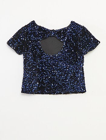 T-shirt in velluto con paillettes