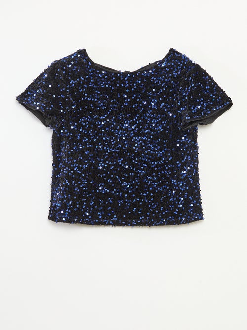 T-shirt in velluto con paillettes - Kiabi