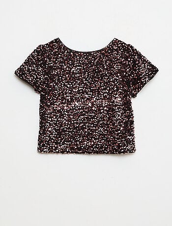 T-shirt in velluto con paillettes