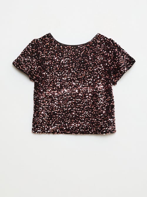 T-shirt in velluto con paillettes - Kiabi