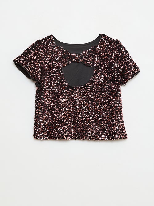 T-shirt in velluto con paillettes - Kiabi