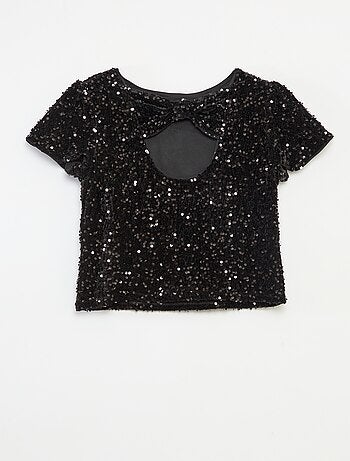 T-shirt in velluto con paillettes