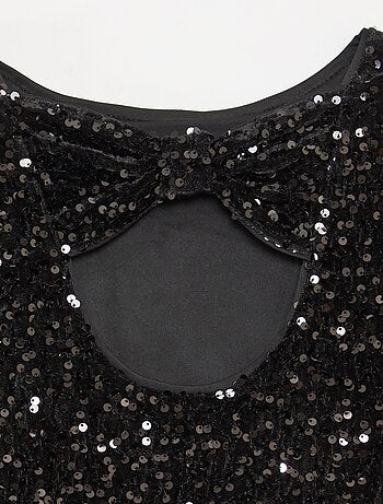 T-shirt in velluto con paillettes