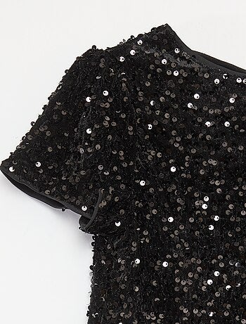 T-shirt in velluto con paillettes