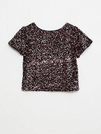 T-shirt in velluto con paillettes