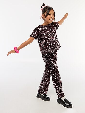 T-shirt in velluto con paillettes