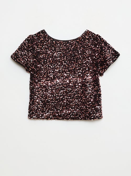 T-shirt in velluto con paillettes - Kiabi