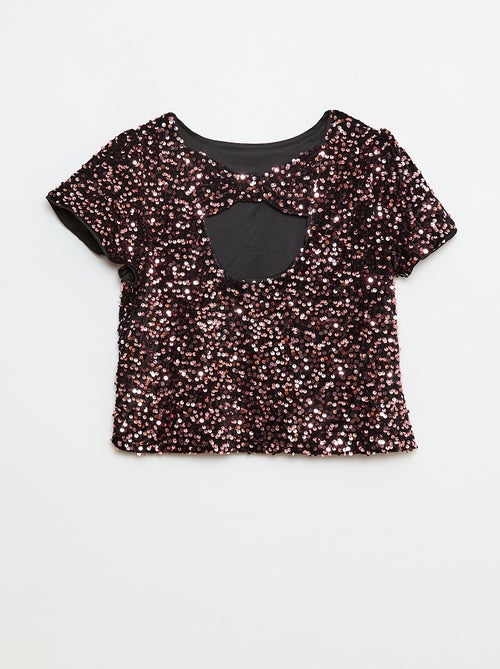 T-shirt in velluto con paillettes - Kiabi