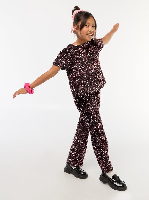 T-shirt in velluto con paillettes - Kiabi