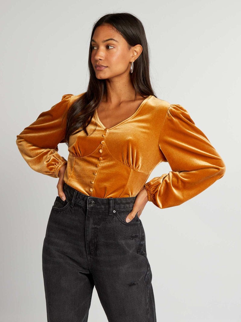 T-shirt in velluto GIALLO - Kiabi