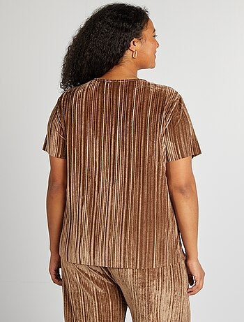 T-shirt in velluto scollo a V
