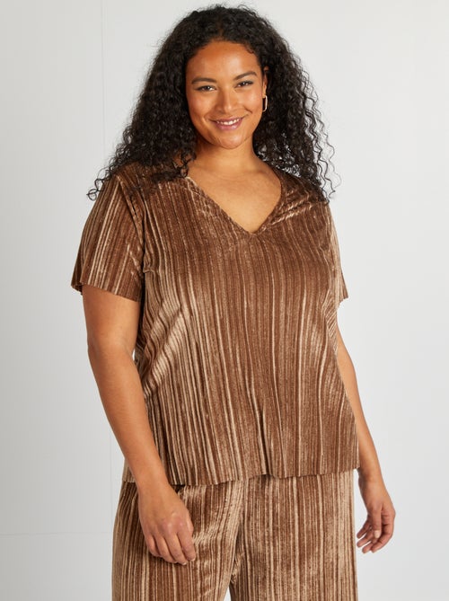 T-shirt in velluto scollo a V - Kiabi