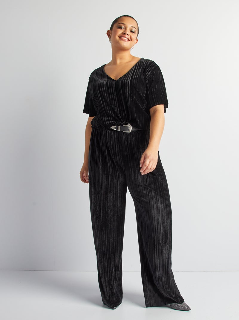 T-shirt in velluto scollo a V nero - Kiabi