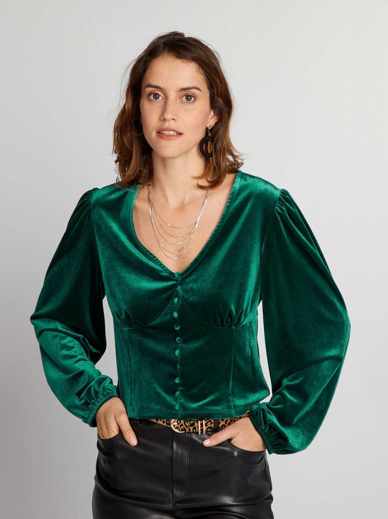 T-shirt in velluto VERDE - Kiabi