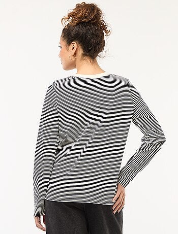 T-shirt 'JDY' a maniche lunghe a righe + ricamo 'cuore'