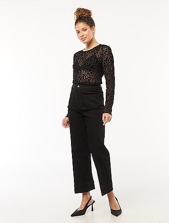 T-shirt 'JDY' trasparente con motivo leopardato