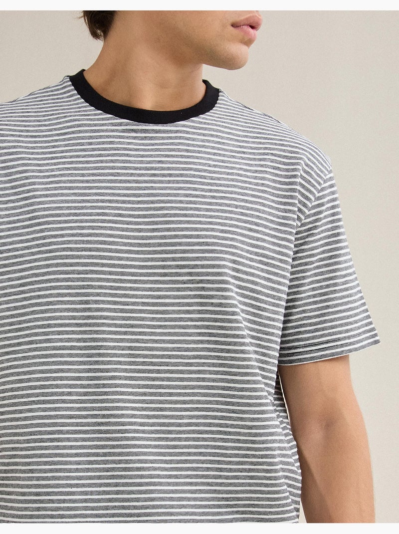 T-shirt jersey a righe, MO Fashion Nero - Kiabi
