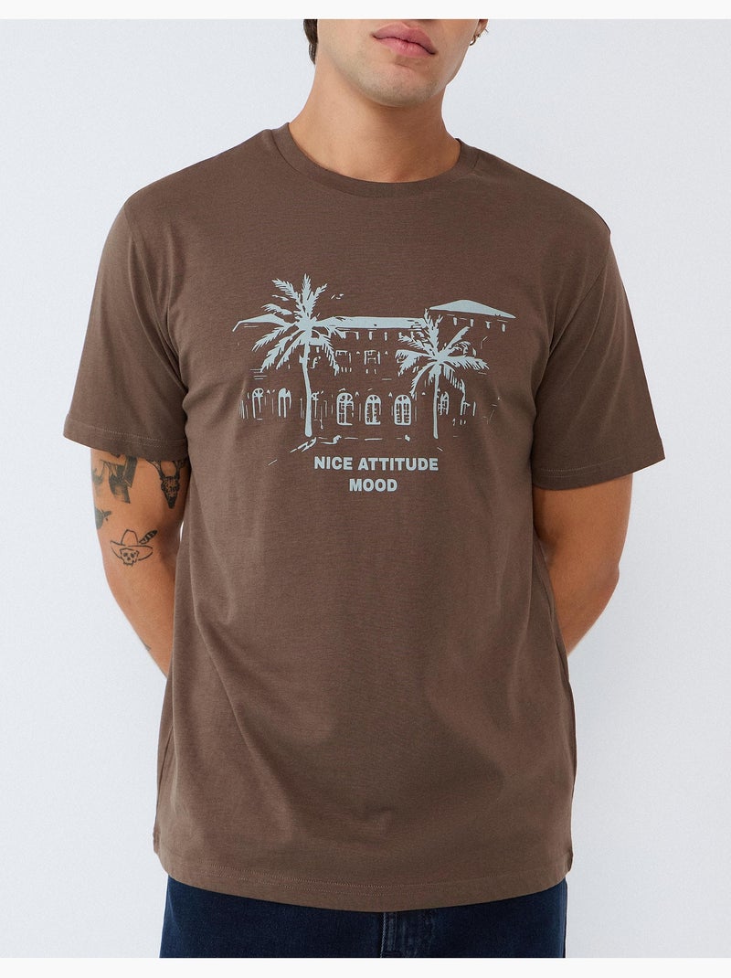 T-shirt jersey stampata, mo fashion Verde - Kiabi
