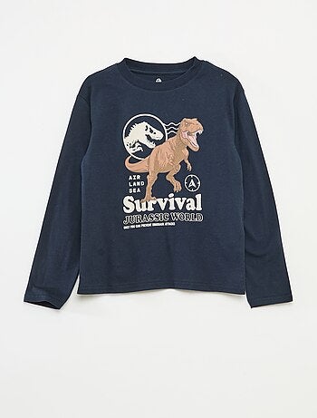 T-shirt 'Jurassic World' in cotone tinta unita