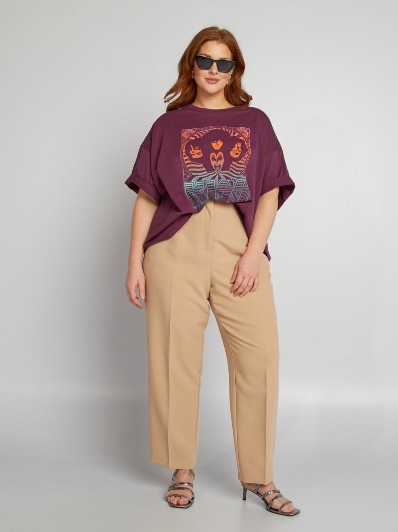 T-shirt 'Kiss' scollo tondo VIOLA - Kiabi