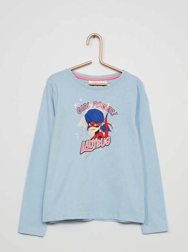 T-shirt 'Lady Bug' in jersey grigio blu - Kiabi