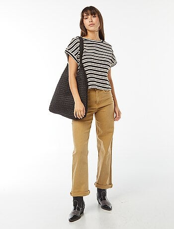 T-shirt larga a maniche corte in tessuto fantasia