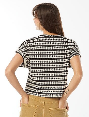 T-shirt larga a maniche corte in tessuto fantasia