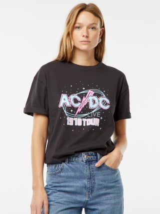 T-shirt larga con stampa 'AC/DC'