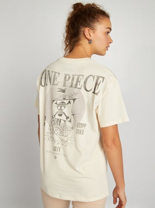 T-shirt larga con stampa delavé 'One Piece'