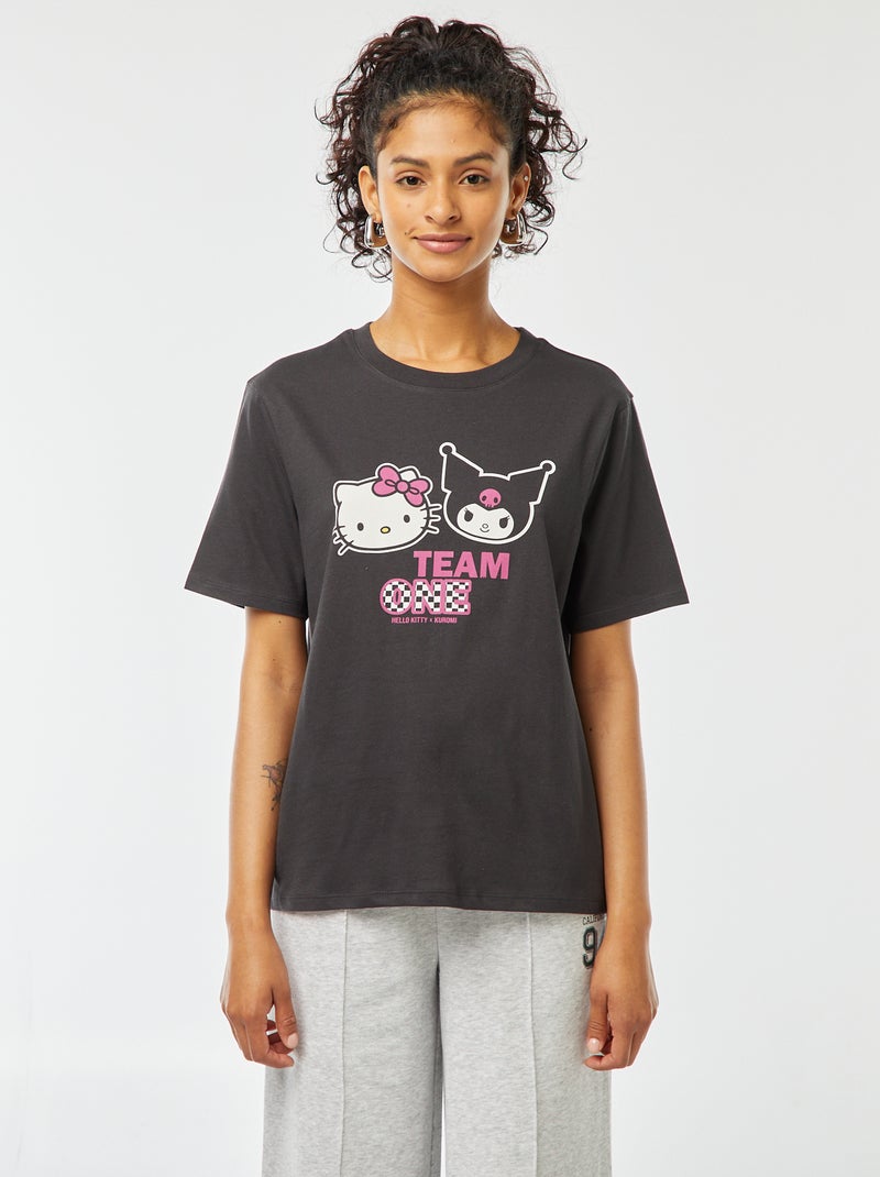 T-shirt larga con stampa 'Hello Kitty' NERO - Kiabi