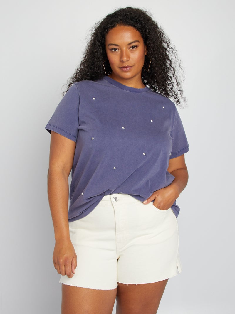 T-shirt larga con strass BLU - Kiabi