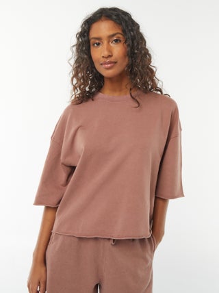 T-shirt larga délavé a maniche corte