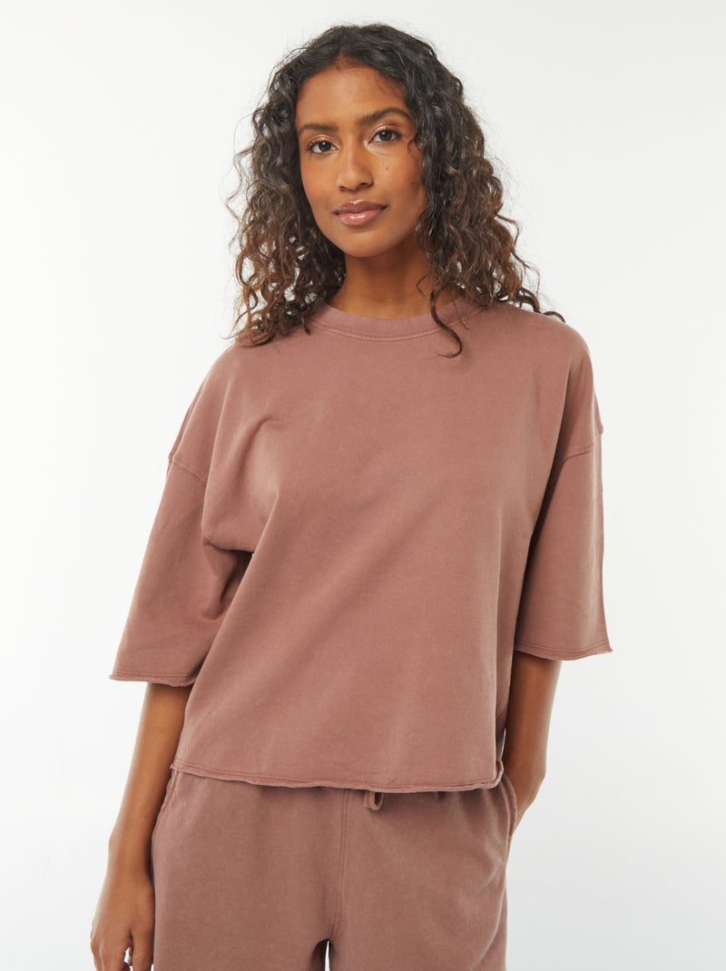 T-shirt larga délavé a maniche corte Rosso - Kiabi