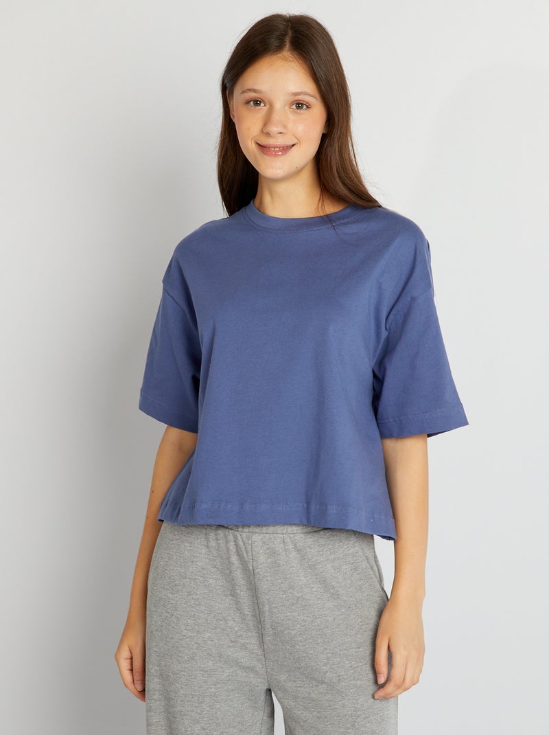 T-shirt larga e cropped BLU - Kiabi