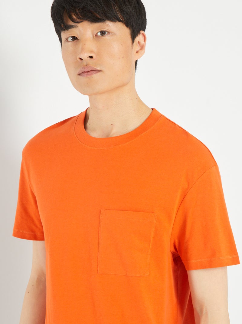T-shirt larga in jersey con tasca ARANCIONE - Kiabi