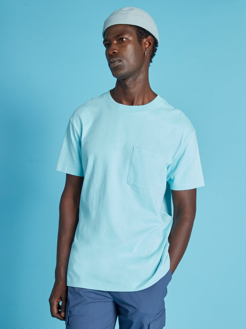 T-shirt larga in jersey con tasca BLU - Kiabi