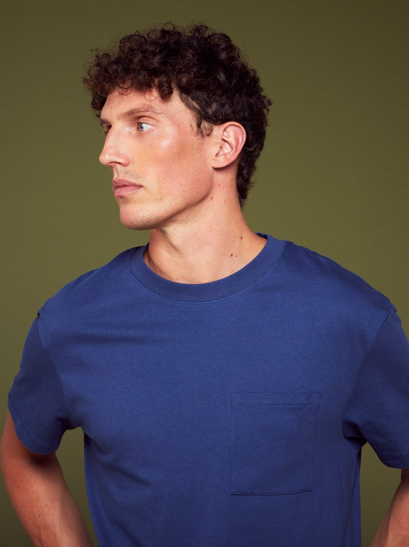 T-shirt larga in jersey con tasca BLU - Kiabi
